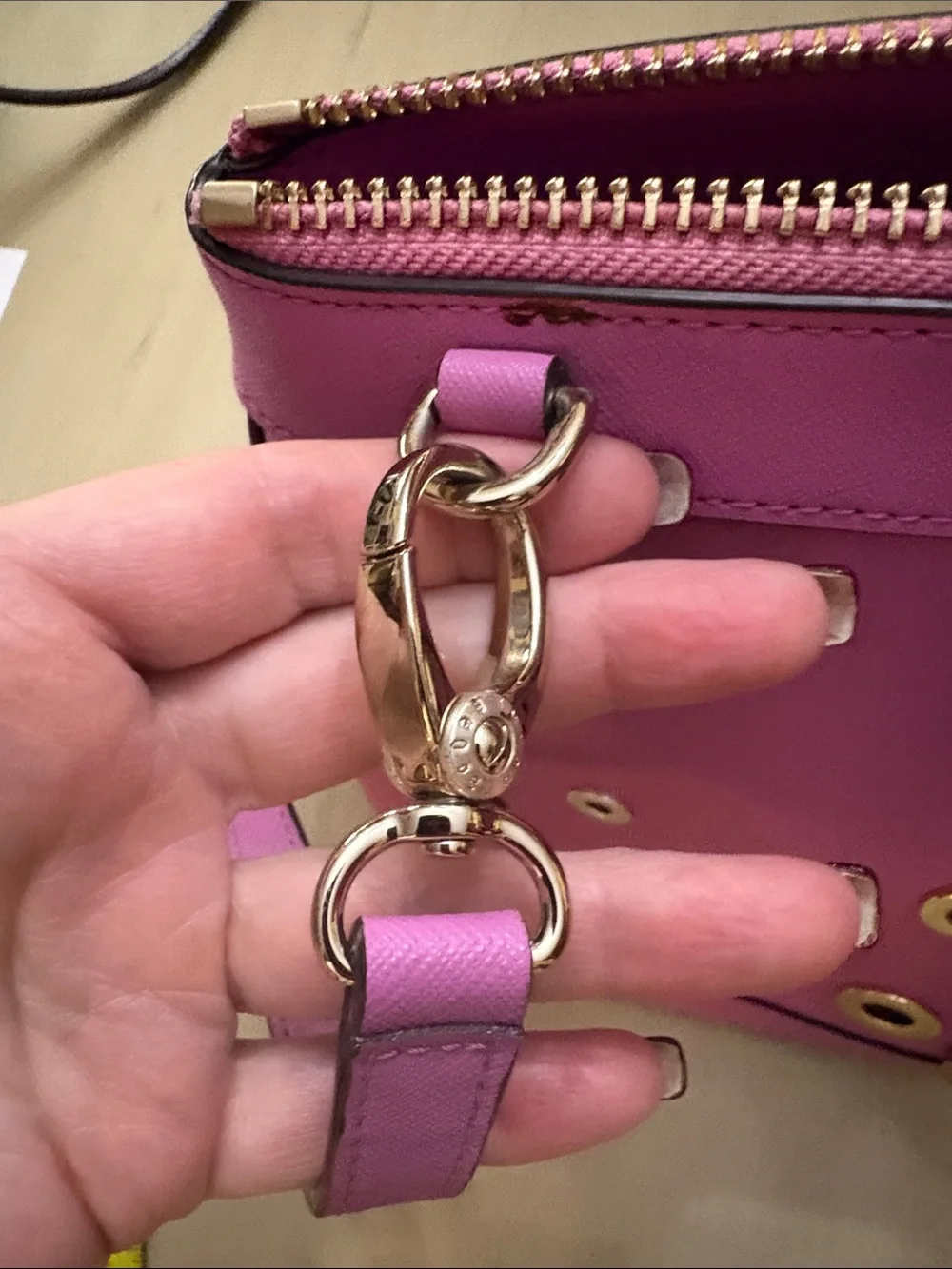Henri Bendel West 57th Pink Eyelet Satchel with Gold-Tone Hardware